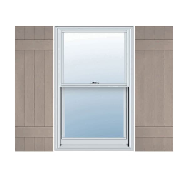 Ekena Millwork Lifetime Vinyl, 4 Board Joined (2 Batten), Board-n-Batten Shutters, w/Shutter Loks, LJ4C14X02500CL, PR LJ4C14X02500CL - main